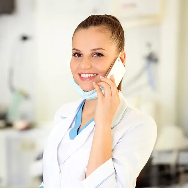 Dental Clinic Marketing - Woman Making a Call - Mobile Dentist Making a Call